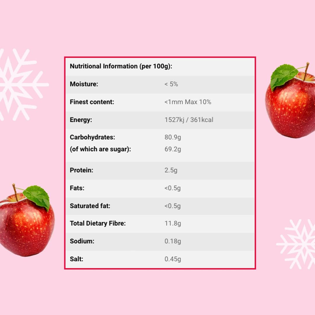 Bucăți de mere liofilizate 100g - Fructe liofilizate - Fructe uscate liofilizate - Mere uscate - Perfect pentru coacere, decorarea prăjiturilor, gustări, muesli și deserturi Produse deshidratate Naty Shop