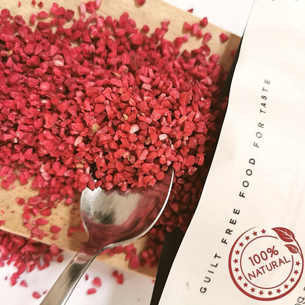 Morceaux de framboises lyophilisés | Fruits lyophilisés lyophilisés | Framboises lyophilisées sans gluten | Framboise lyophilisée | ZingyZoo (100g) Naty Shop produits déshydratés