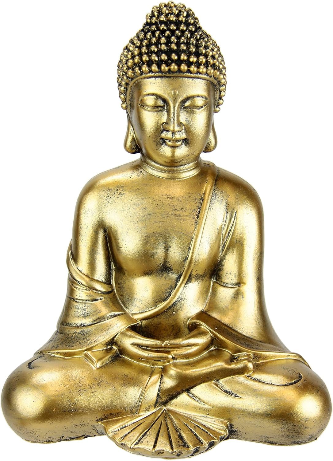 Figurine de Bouddha méditer assis statue figurines sculpture buste statue ornement figure de Bouddha décoration Feng Shui jardin terrasse balcon décoration statue de Bouddha accessoire de maison sculpture de Bouddha figurine de jardin Statuettes et sculptures Naty Shop Or foncé Placement