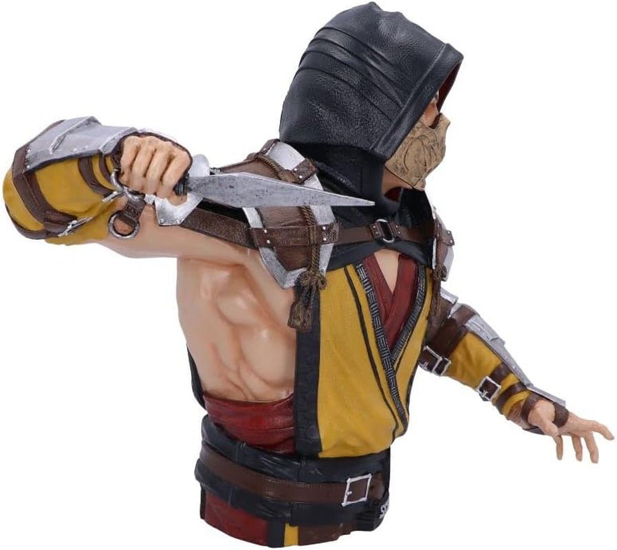 Buste de Scorpion Mortal Kombat sous Licence Officielle, Jaune, 29,5 cm, Statuettes et Sculptures en Résine Synthétique Naty Shop