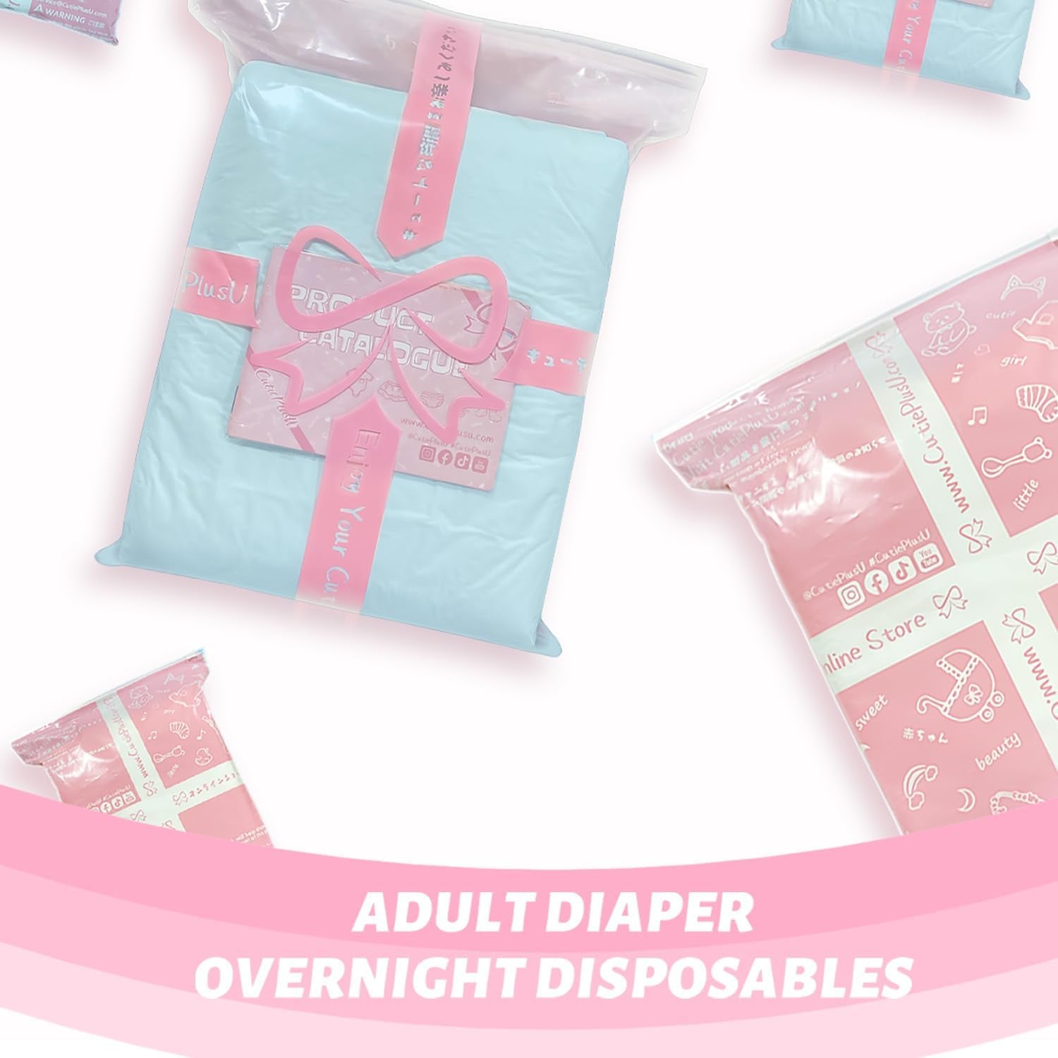 CutiePlusU Couches pour adultes, surface sèche, absorption maximale pendant la nuit, couche jetable pour incontinence – Bleu, lot de 2 (moyen 71-96 cm)