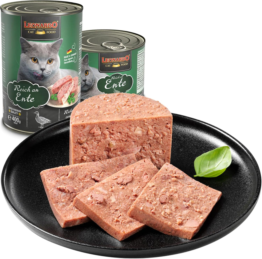 LEONARDO Nourriture humide [6x800g Canard] | Nourriture humide pour chats sans céréales | Aliments humides complets en conserve