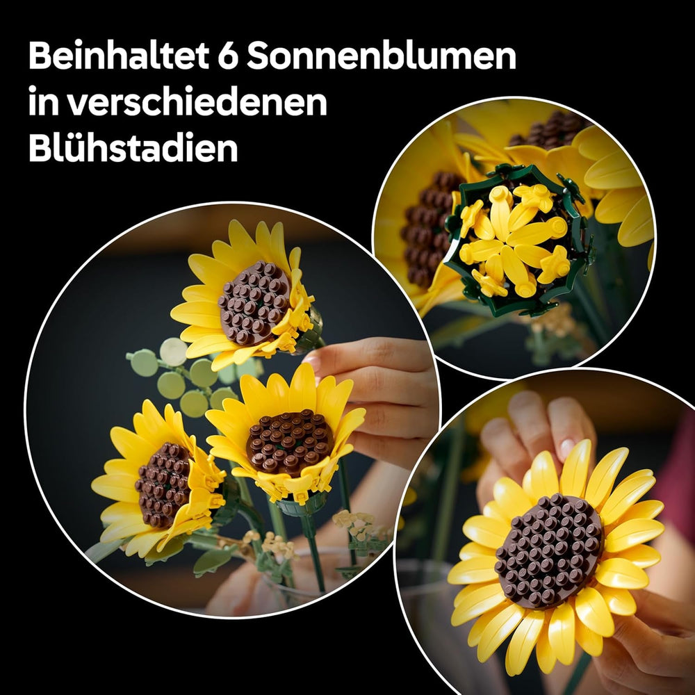 LEGO Botanicals Sonnenblumenstrauß - Kunstblumen Set für Erwachsene - Künstliche Sonnenblumen & Eukalyptuszweige für Deko im Wohn- oder Schlafzimmer - DIY Geschenkidee für Frauen - 11502