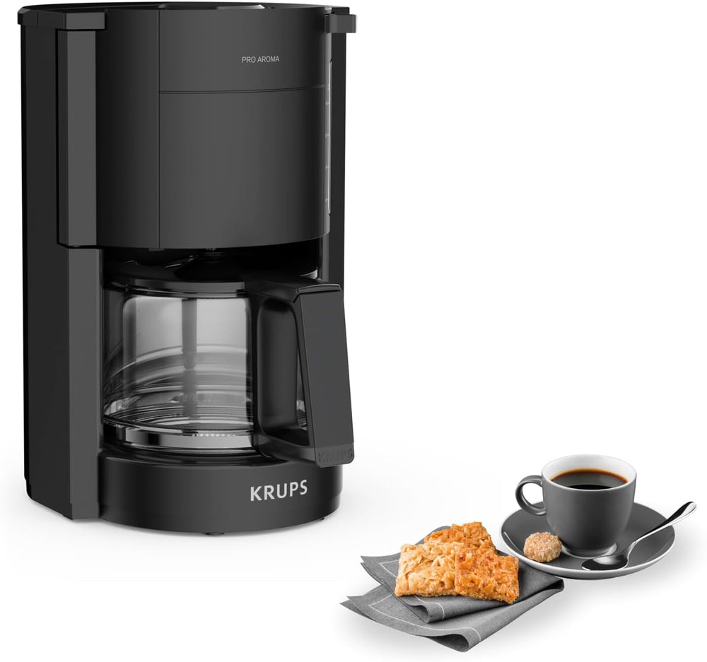 Krups F30908 ProAroma Machine à expresso avec filtre et carafe en verre, capacité 1,25 l, 10-15 tasses, 1050 W, noir