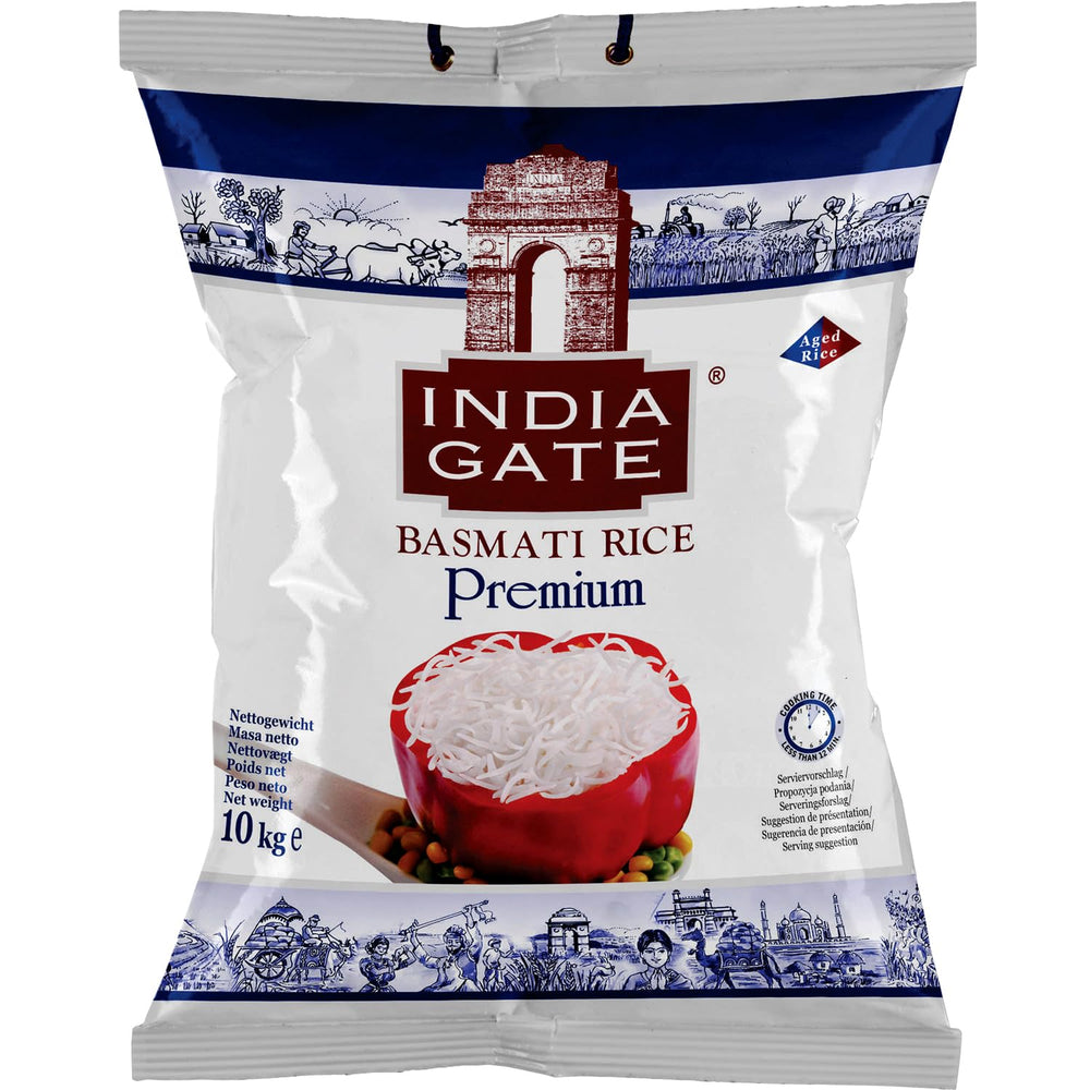 INDIA GATE Premium Basmati Rice – Riz fin à grains longs, aromatique, d'Inde, à grains longs fins (1 x 5 kg)
