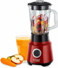 Russell Hobbs Batteur sur socle [1,5 L Glasbehälter] Desire Rot (Moteur Starker 0,9 PS, Fonction Impulsion/Ice-Crush, Edelstahlmesser, Mélangeur sans BPA, Elektrischer Zerkleinerer, Smoothie-Maker) 24720-56 Mother and Child Naty Shop