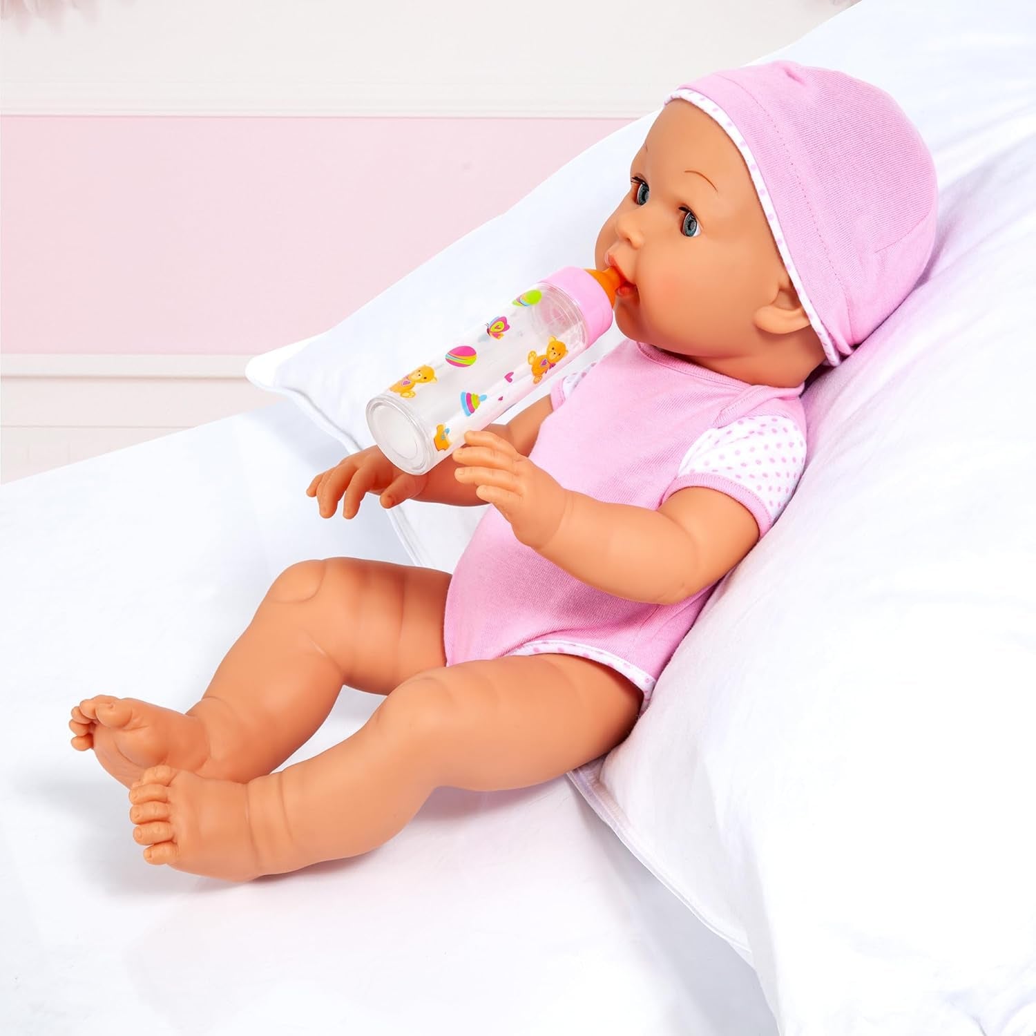 Bayer Design 79201AE Bouteille Magique, Bouteille de Lait, Gourde, Accessoire de Poupée, Blanc et Orange