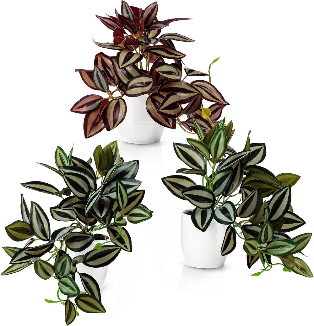 PASCH® 3Er Set Monstera Künstlich (20Cm) in Weißen Keramiktöpfen: Künstliche Pflanzen Wie Echt | Monstera Pflanze Künstlich | Kunstpflanze Hängend Im Topf | Hängepflanze Künstlich Abgestimmt
