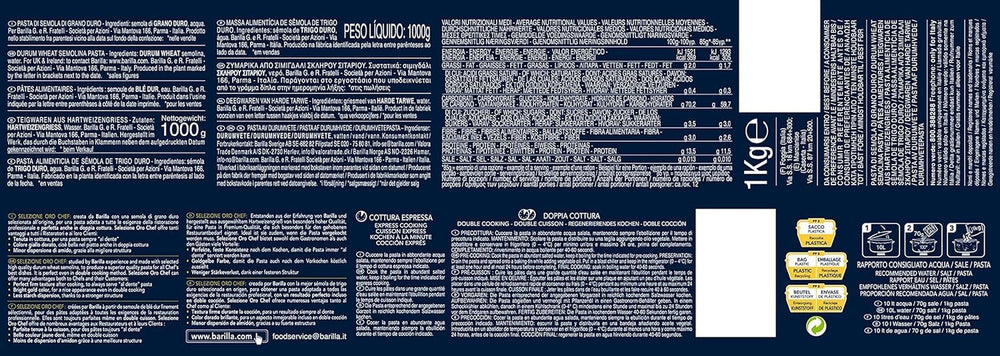 Barilla Selezione Oro Chef Spaghettini n. 3, paquet de 12 (12 x 1kg)