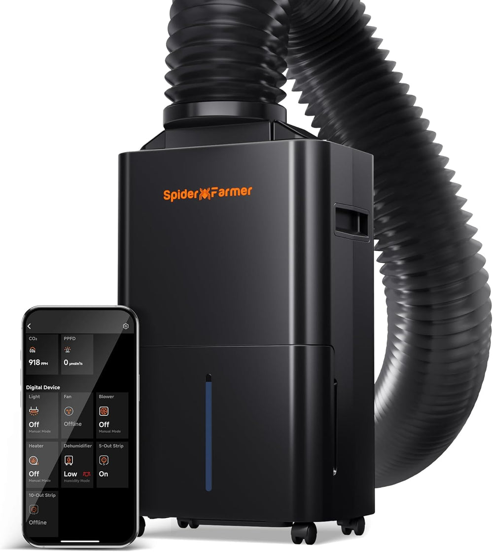 SPIDER FARMER Déshumidificateur pour plantes 12 L avec contrôle de l'humidité, contrôle par application, fonction minuterie 24 heures pour tentes de culture, déshumidificateur électrique pour jardins intérieurs, appartements et sous-sols