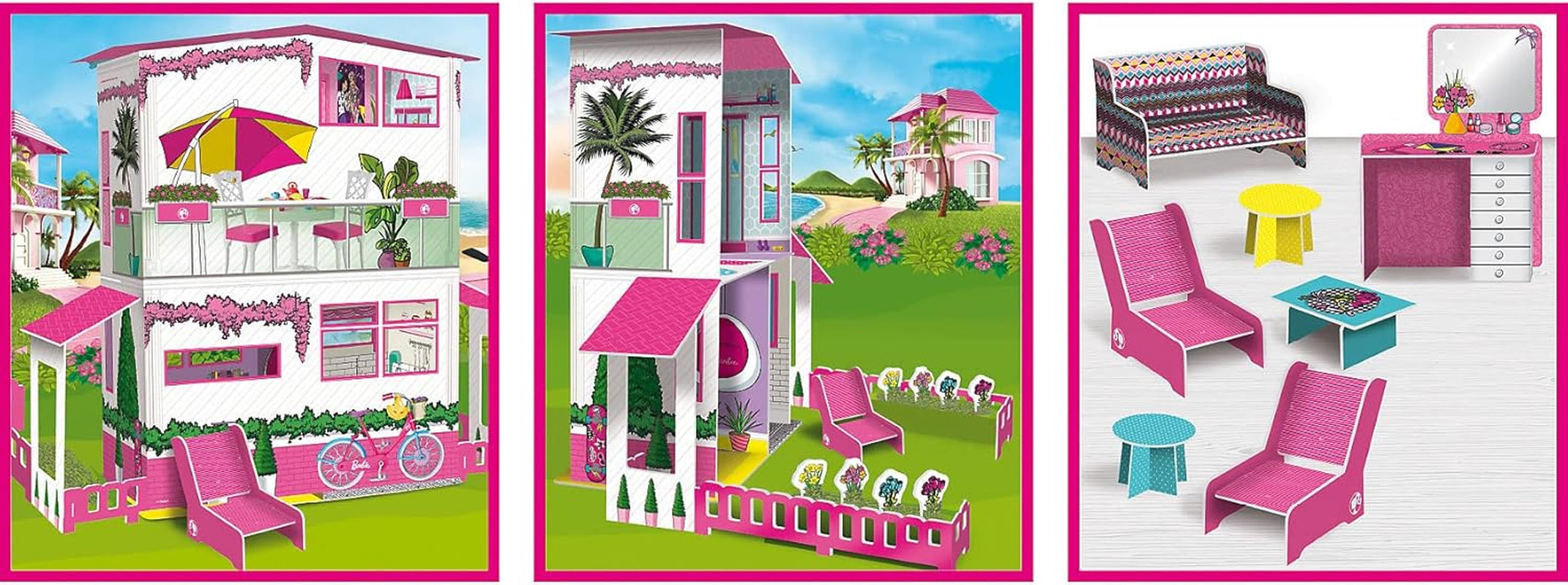 Lisciani - BARBIE Dollhouse - Barbie Dream Villa On Two Floors - 3D House To Build, Decorate And Design - Creative Craft And Construction Toy For Children 4 Years And Up Casute de papusi Naty Shop