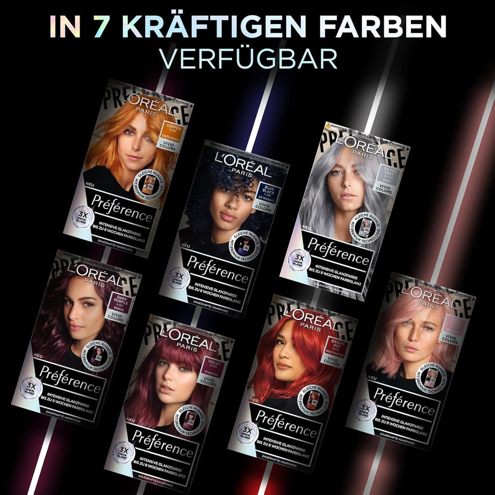 L'Oréal Paris Coloration permanente intensive, Jusqu'à 8 semaines de cheveux brillants et de couleur intense, Préférence Vivid Colors, Couleur : 10.112 GRIS ARGENT, 1 pc (pack de 2) Teinture cheveux Naty Shop