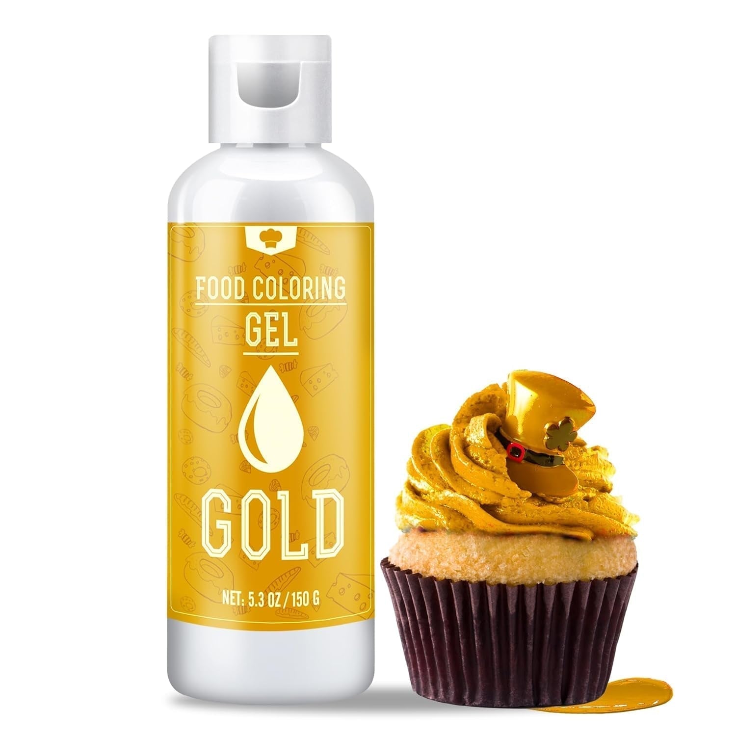 Lebensmittelfarbe Gel - 150G Konzentrierte Gel Lebensmittel Farben Zum Backen, Kuchen Dekorieren, Kekse Und Macaron - Zuckerfrei Food Coloring Für Getränken, Osterei, DIY Seifen Und Basteln (Weiß) Naty Shop Gold
