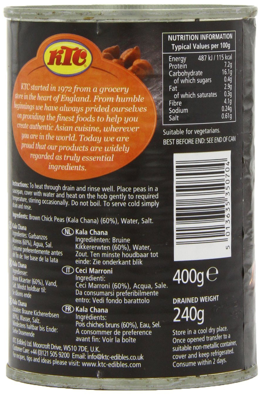 - Pois chiches bruns (en conserve), paquet de 12 (12 x 400g)