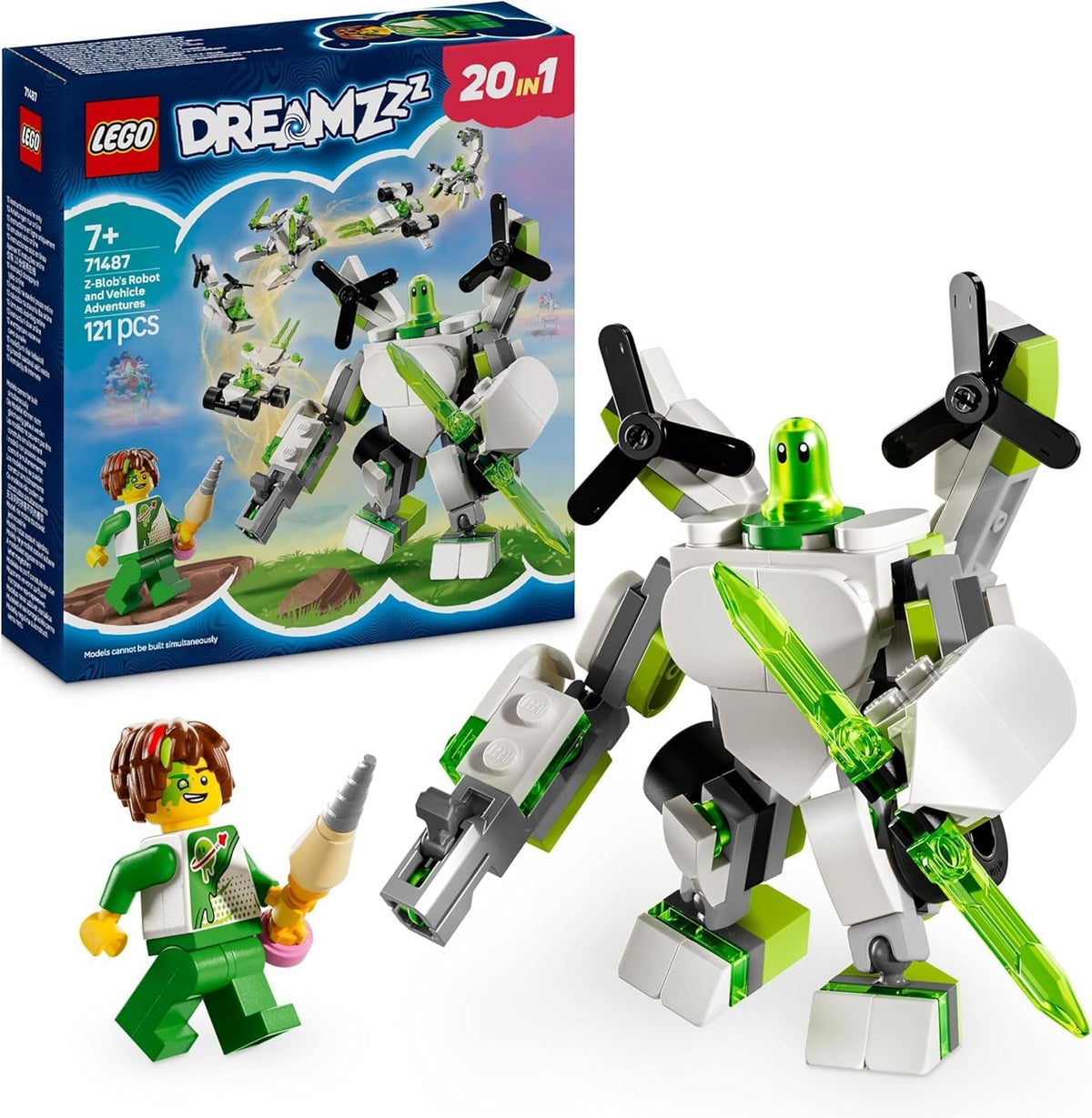 LEGO Dreamzzz L'aventure du robot et du véhicule de Z-Blob, jouet 20 en 1, pour filles et garçons, enfants à partir de 7 ans, ensemble de jeu Fantasy avec figurine Mateo, 20 versions de Z-Blob 71487, ensembles de construction Besuche den LEGO-Store Default Title