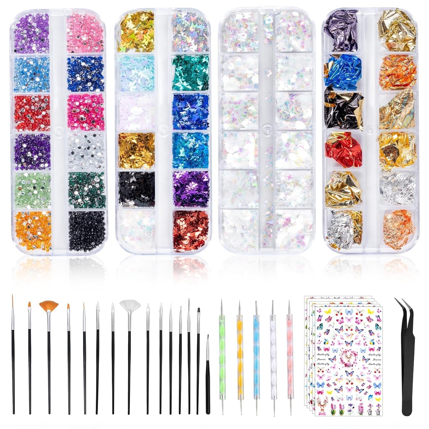 5600 pièces Strasssteine ​​​​Nägel Nail Art, 36 Farben Glitzersteine, Dekorationen Nagelsteine ​​​​Für Nagelkunst, Einschließlich Wachsstift Für Strasssteine ​​​​​​et Strass-Picker