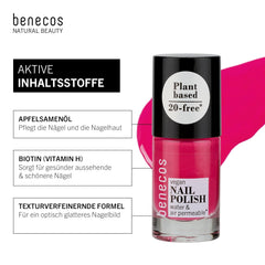 Benecos 20-Free vernis à ongles végétalien oh lala - vernis à ongles à base de plantes - séchage rapide et longue durée - perméable à l'eau - enrichi en biotine - 5 ml