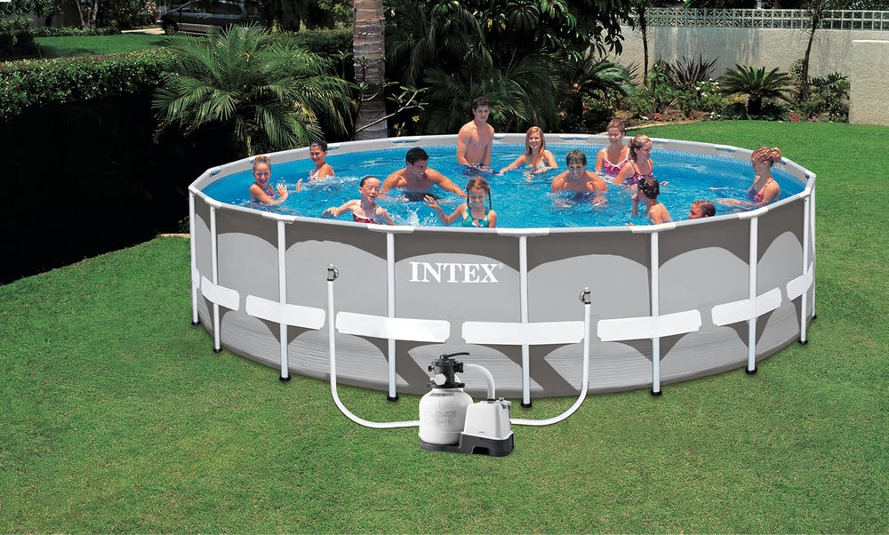 Intex 26676 Krystal Clear Système d'eau salée Pompe à filtre à sable 7900 L/h Débit d'eau 6000 L/h Débit du système pour piscines jusqu'à 32200 L Plastique Blanc