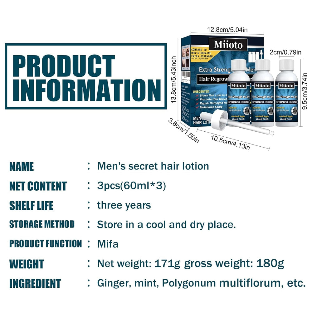 Sérum de croissance des cheveux Miioto, produit de croissance des cheveux pour hommes 180ML, sérum de croissance des cheveux, soin du cuir chevelu favorise les cheveux plus épais nourrit le cuir chevelu et prévient la chute des cheveux Naty Shop