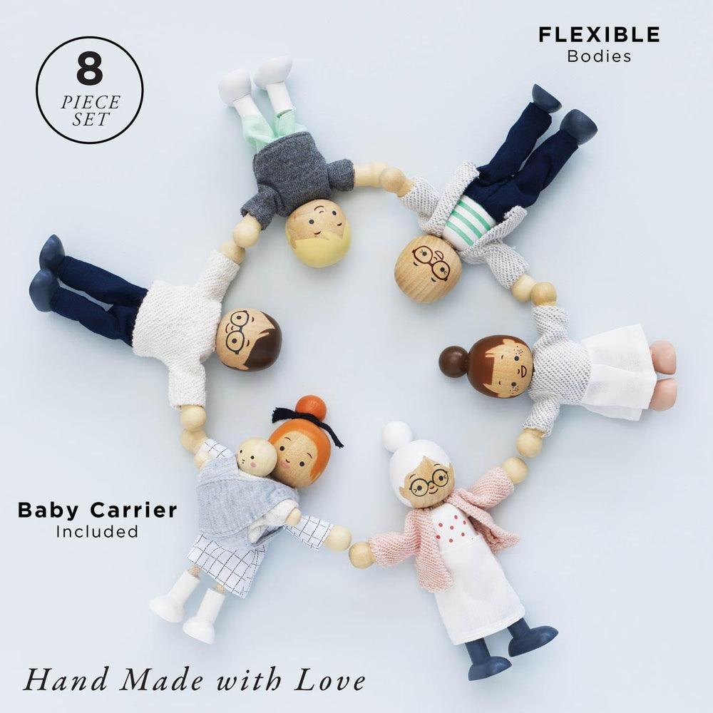 – Set de joacă din lemn „Familia mea de păpuși” pentru case de păpuși | Seturi de accesorii pentru case de păpuși Daisylane pentru fete – Potrivit pentru copii cu vârsta de 3 ani și peste, P053