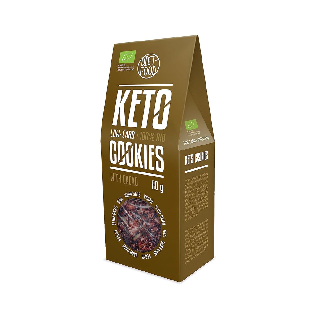 Fursecuri Keto Organice Diet-Food cu Scorțișoară - Dulciuri Fără Zahăr - Îndulcite cu Eritritol - Gustări cu Conținut Sărăcaș de Calorii - Ideale pentru Serviciu, Sală, Școală sau ca Gustare - 80g