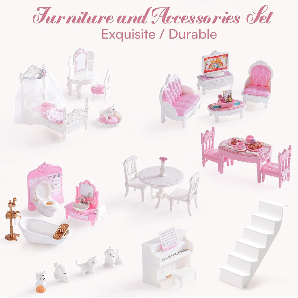 ROBUD Maison de poupée en bois pour enfants, cadeau de jouet de maison de poupée pour filles et garçons de 3, 4, 5, 6 ans