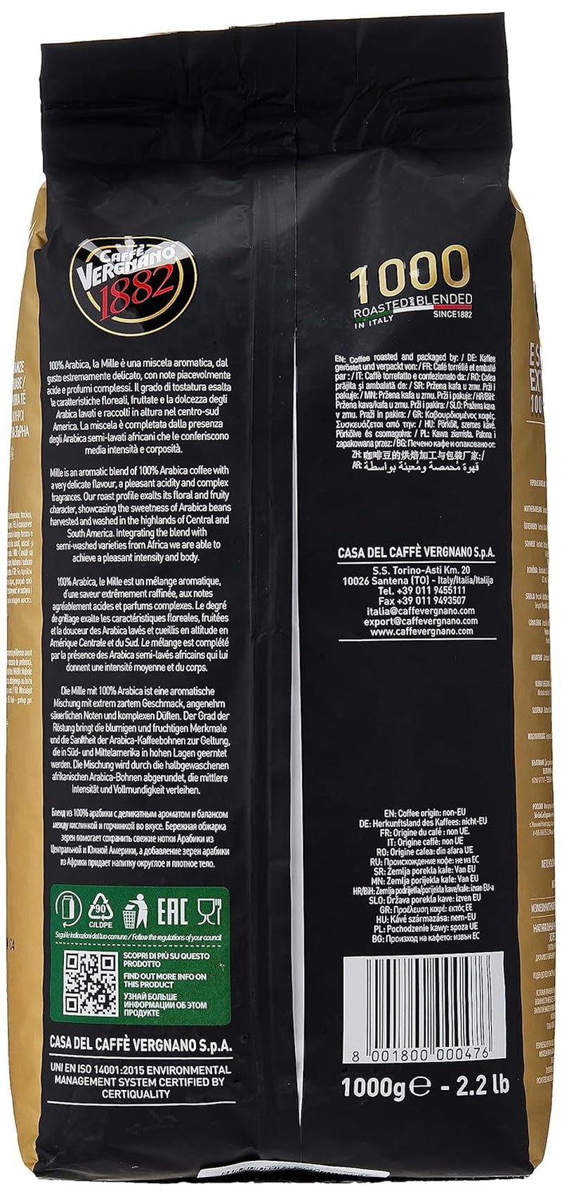 Café expresso Caffè Vergnano EXTRA DOUX en grains 1000 (1kg)