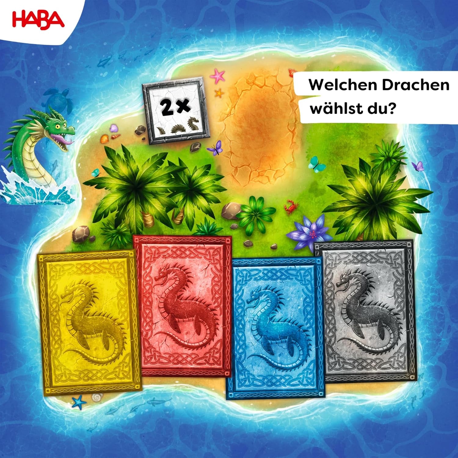 HABA Water Dragons - Jeu de dés et de stratégie pour enfants à partir de 5 ans - Jeu de société passionnant avec dragons et figurines en bois - Jeu familial pour 2 à 4 joueurs - 1307133001