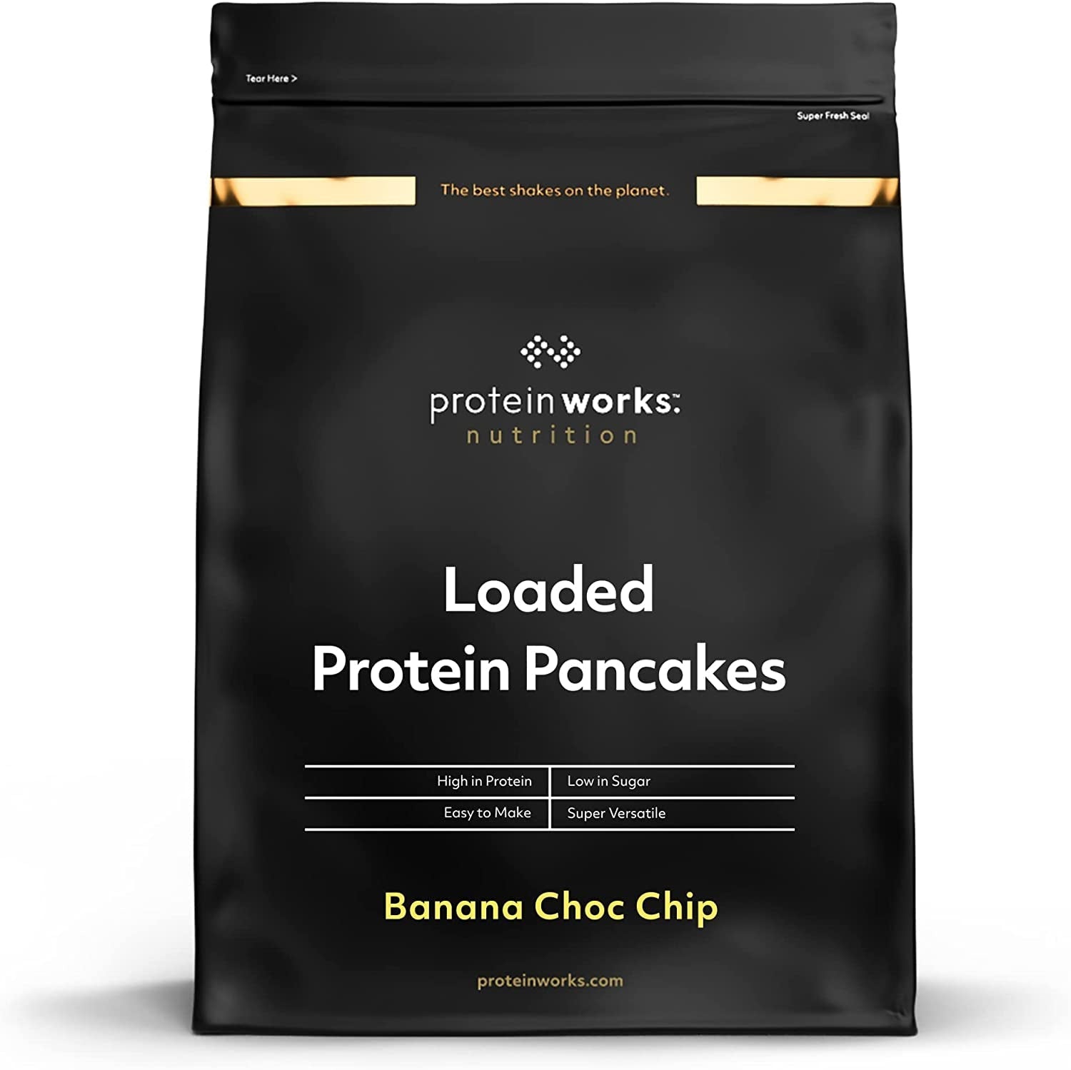 Protein Works - Pfannkuchen protéiné chargé | Mélange de pâtisseries haut de gamme | Crêpes Eiweiss | Crêpes protéinées | 8 portions | Naturel | 500G Mélange pour pâtisserie et cuisson Naty Shop 500G Banane-Choco-Chip