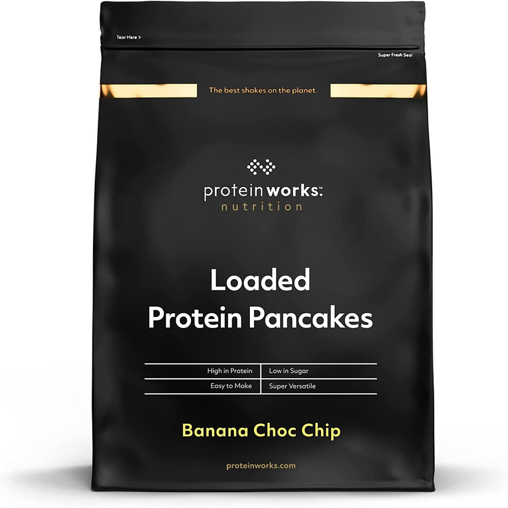 Protein Works - Pfannkuchen protéiné chargé | Mélange de pâtisseries haut de gamme | Crêpes Eiweiss | Crêpes protéinées | 8 portions | Naturel | 500G Mélange pour pâtisserie et cuisson Naty Shop 500G Banane-Choco-Chip