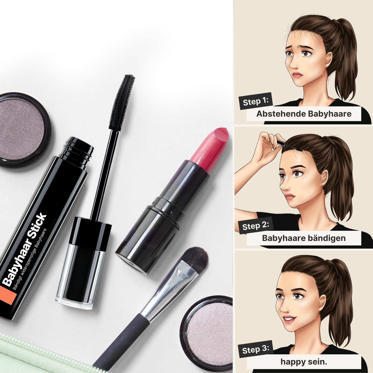 IMPERIO Hair Finishing Stick for Baby Hair - Mascara premium pour cheveux de bébé pour dompter les cheveux fins et cassés - 12 ml Teinture Transparente Naty Shop