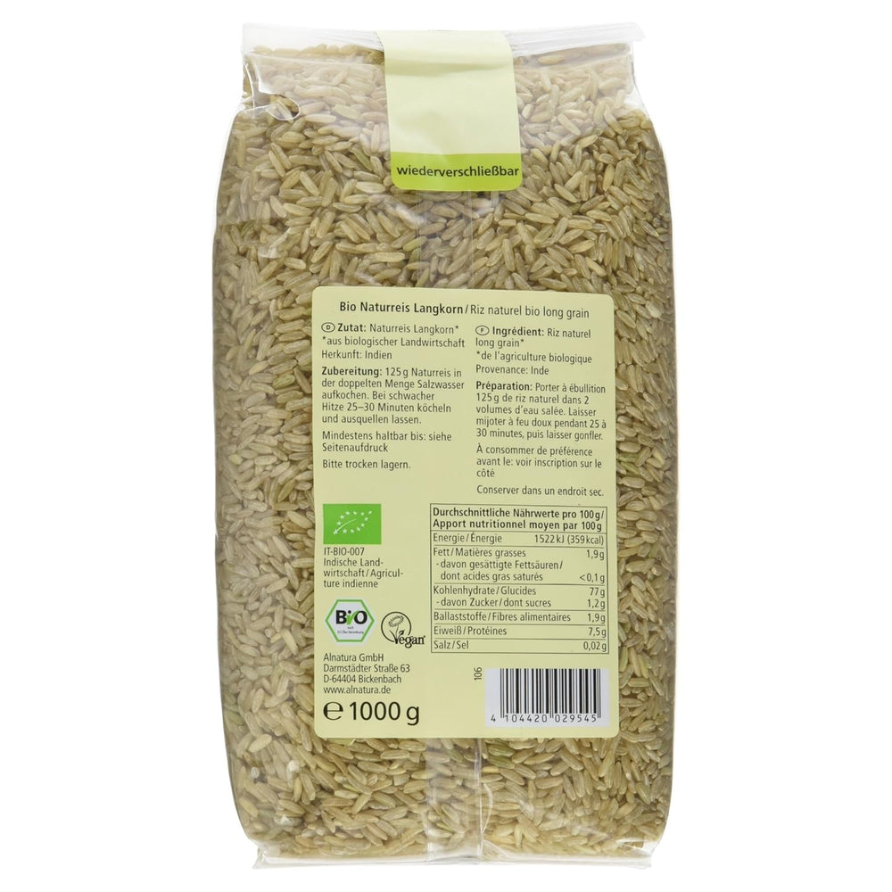 Riz brun à grains longs biologique paquet de 6 (6 x 1 kg)