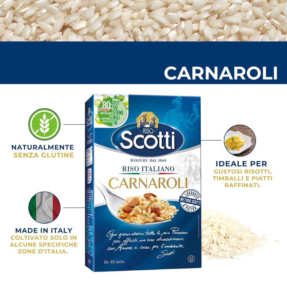 - Carnaroli - Riz extra fin pour risotto, riz d'Italie, prêt en 16 minutes - 1 kg