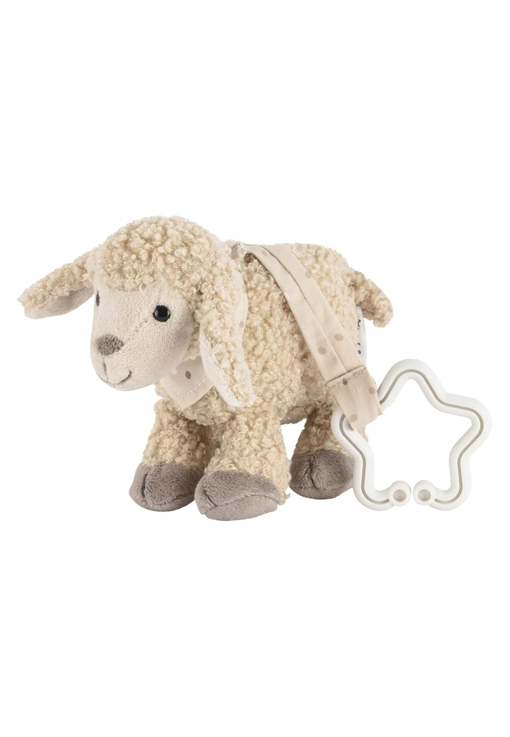 Sterntaler Flocke Pendentif Jouet Mouton - Jouet Poussette en Tissu Doux - Jouet à Suspendre pour Bébé - Suspension en Forme d'Étoile Couleur Sable Pendentif Noeud de Jeu Bebe Toys Naty Shop
