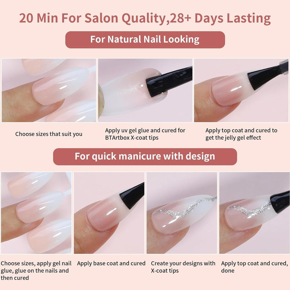 Kit de 150 faux ongles dégradés – 5 couleurs ombrées, ongles artificiels autocollants – Couverture complète pour femmes et filles – Faux ongles brillants pour manucure DIY (carré)