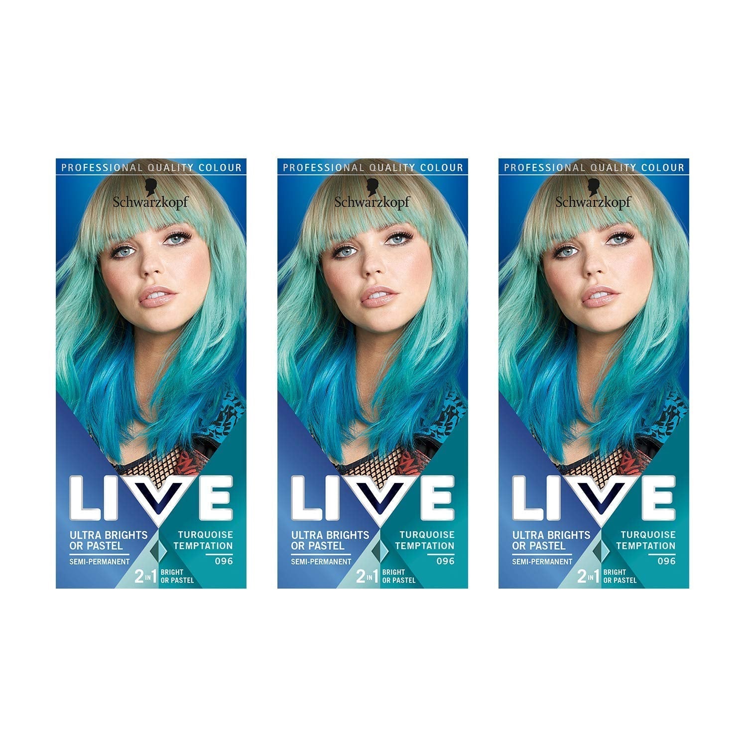 Teinture pour cheveux Live ultra brillante ou rouge pastel 3 pièces couleur semi-permanente dure jusqu'à 15 lavages - 092 Pillar Box Red Hair Dye Naty Shop Temptation Turquoise 150 ml (1 paquet)