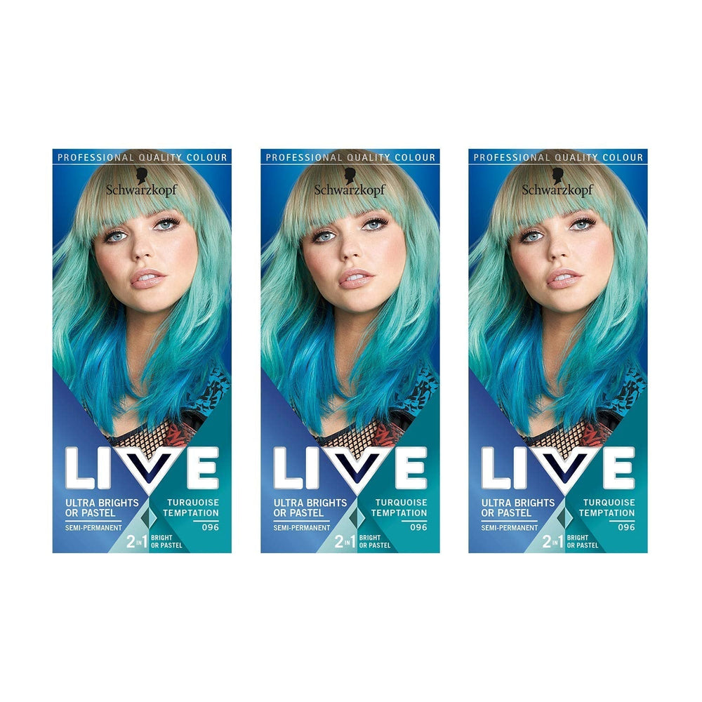 Teinture pour cheveux Live ultra brillante ou rouge pastel 3 pièces couleur semi-permanente dure jusqu'à 15 lavages - 092 Pillar Box Red Hair Dye Naty Shop Temptation Turquoise 150 ml (1 paquet)