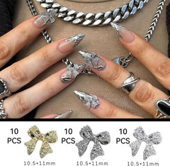 Nœuds à ongles en métal, 30 pièces, nœuds gris or argent, accessoires pour ongles, décorations d'ongles pour femmes et filles, Design Nail Art