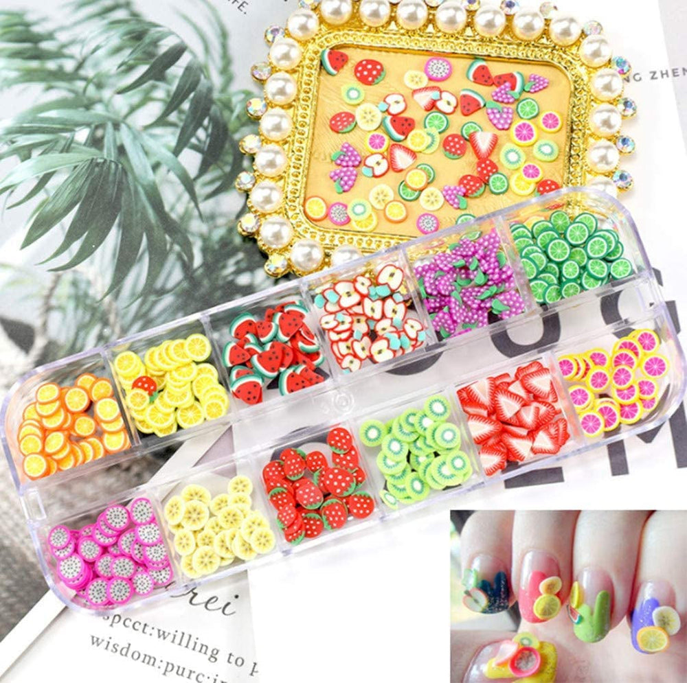 4 Set Nagel Obst Scheiben, Basicon Niedliche Obst Polymer Scheiben Obst Scheibe Nail Nagel 3D Obstscheibe Nail Art Slice For DIY Liefert Maniküre Dekoration Schleim Zubehör Nageldekorationen, 4 Stile