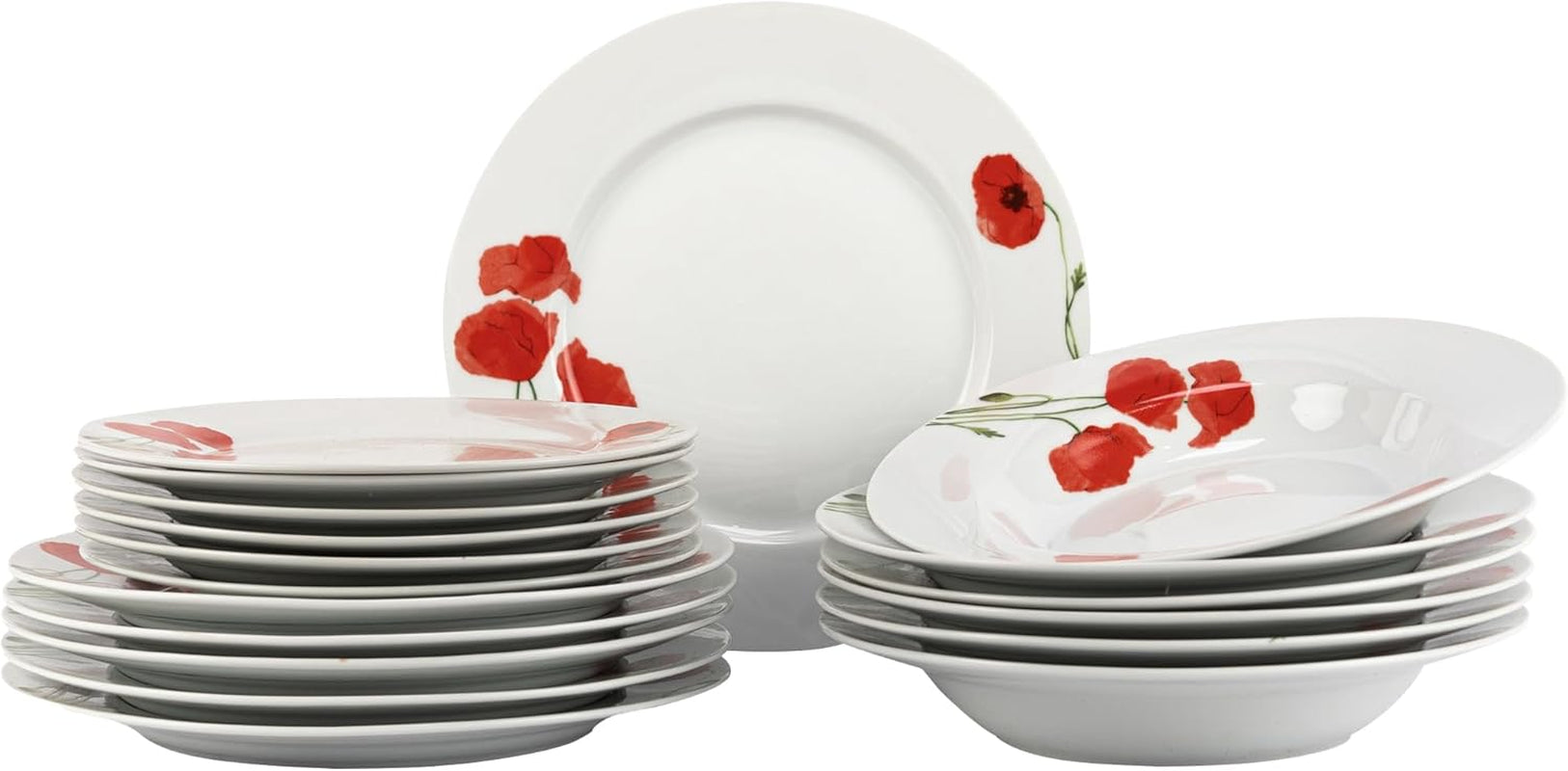 Service de table pour 6 - 18 pièces - Service de table en porcelaine - Service de table blanc - Service de bols et d'assiettes - Vaisselle moderne - Assiettes - Service de table - Service de table pour 6 personnes