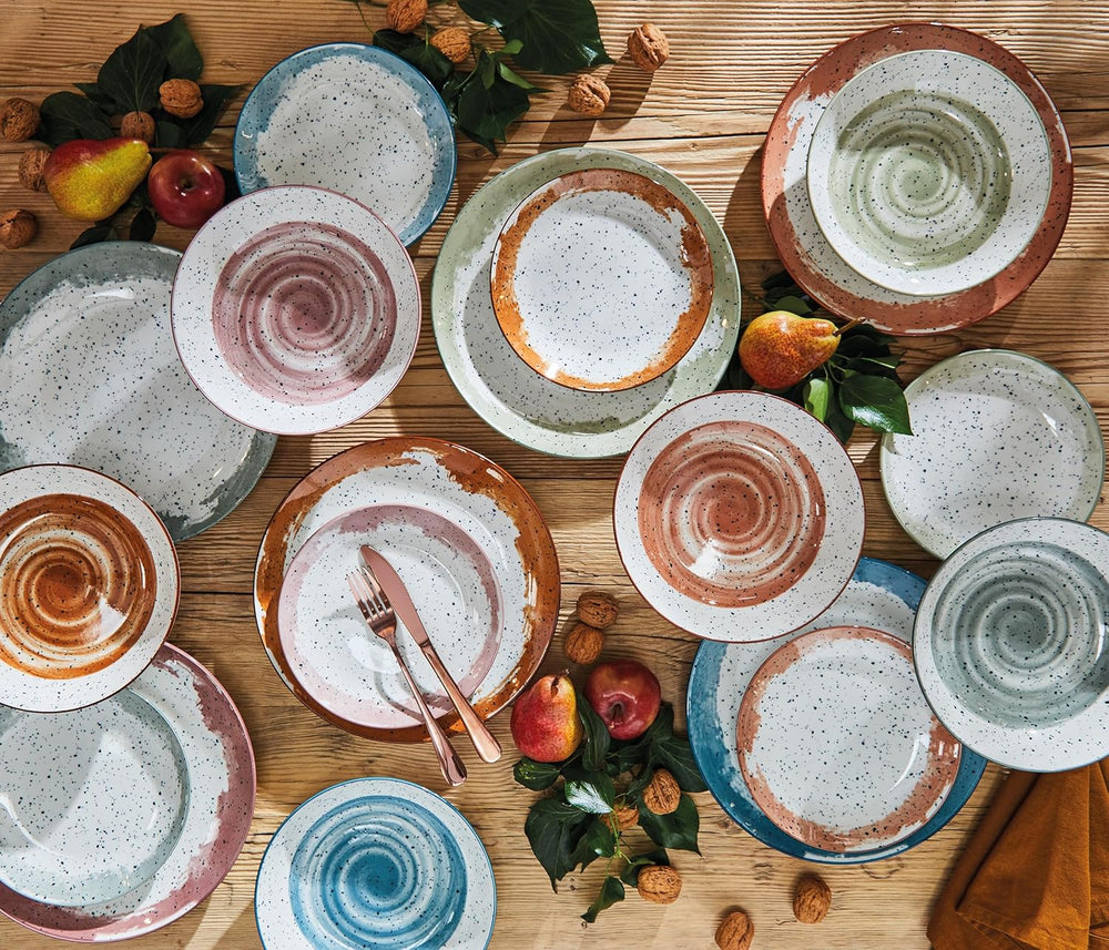 Service de table Sienna pour 6 personnes, 18 pièces, porcelaine, multicolore