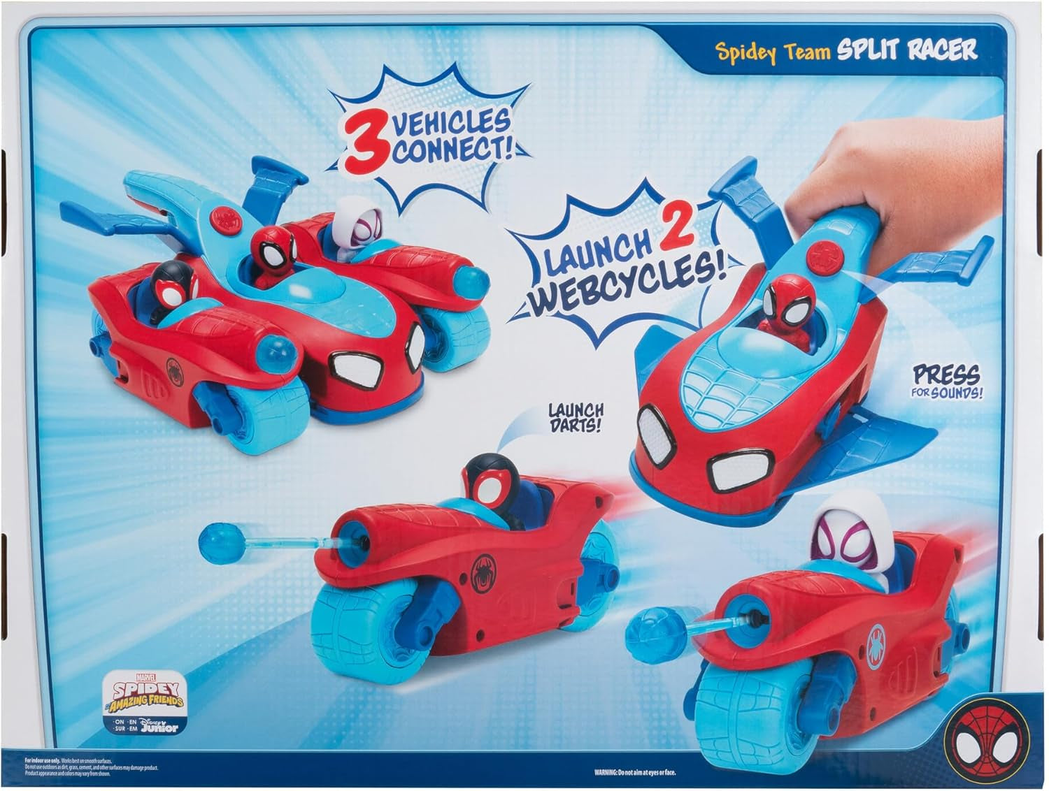 Spidey und Seine Super-Freunde SNF0346 - Team Split Racer, 3 in 1 Fahrzeug mit Sound, ab 3 Jahren