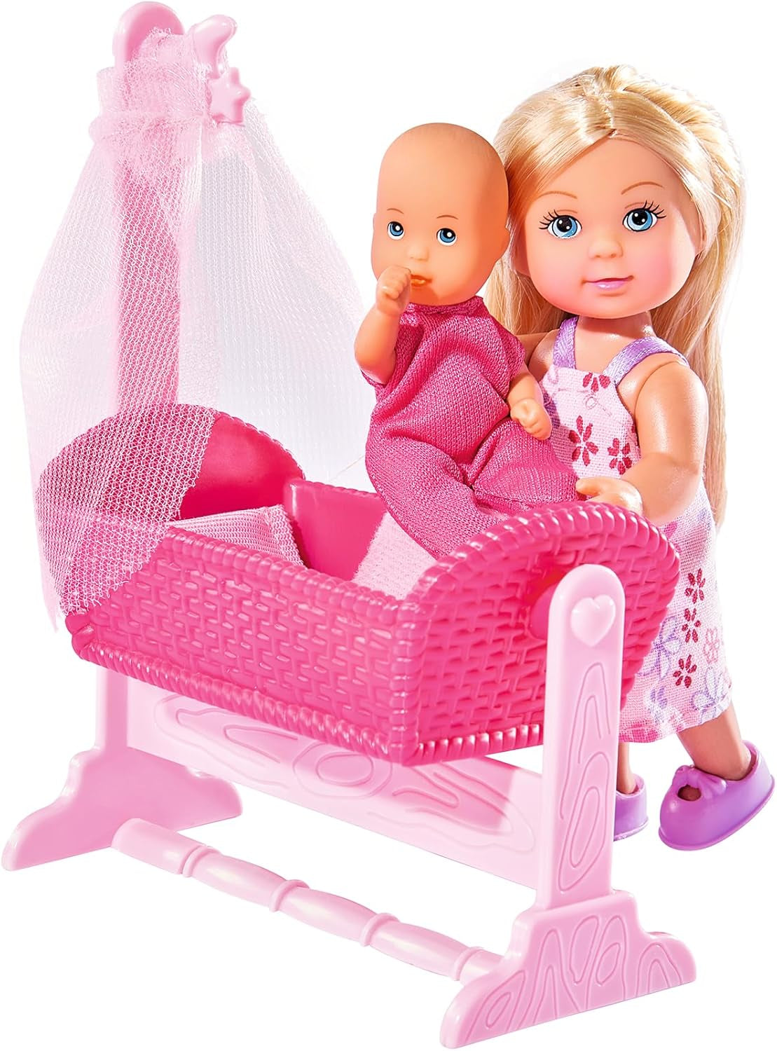 Simba 105736242 - Evi Love Doll Cradle 2 Assortiment Evi en nounou avec berceau et poupée mannequin bébé 12 cm pour 3 ans et plus