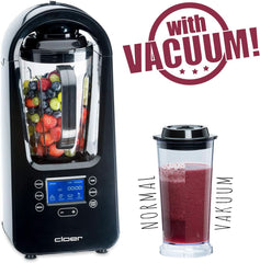 Batteur sur socle sous vide Cloer 6980 / 800 watts / 21 000 U/min. / Incl. Vorratsbehälter/Vakuumventil/Automatikprogramme/Eis-Crush-Funktion/Reinigungsfunktion/Schwarz, 1500 Millilitres Cuisine Naty Shop