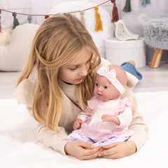 Bayer Design 93827AE Reborn Babypuppe, lebensecht, réaliste, Sucette, Flasche, 38 cm, Blanc, Rosa