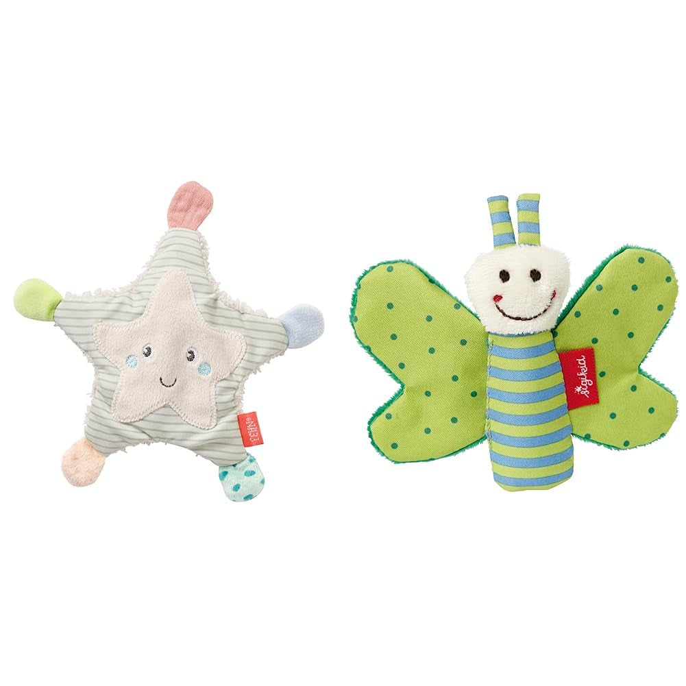 Fehn étoile de mer crépitante - jouet à saisir et à jouer pour bébé et jouet crépitant pour bébés et jeunes enfants à partir de 0 mois & SIGIKID 41179 jouet à saisir papillon étoiles rouges et vertes Jouets pour bébés Naty Shop Titre par défaut