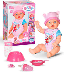BABY Born Emma - poupée 43 cm - 10 fonctions dont accessoires et matelas - Fonctionne entièrement sans piles - Convient aux enfants à partir de 3 ans