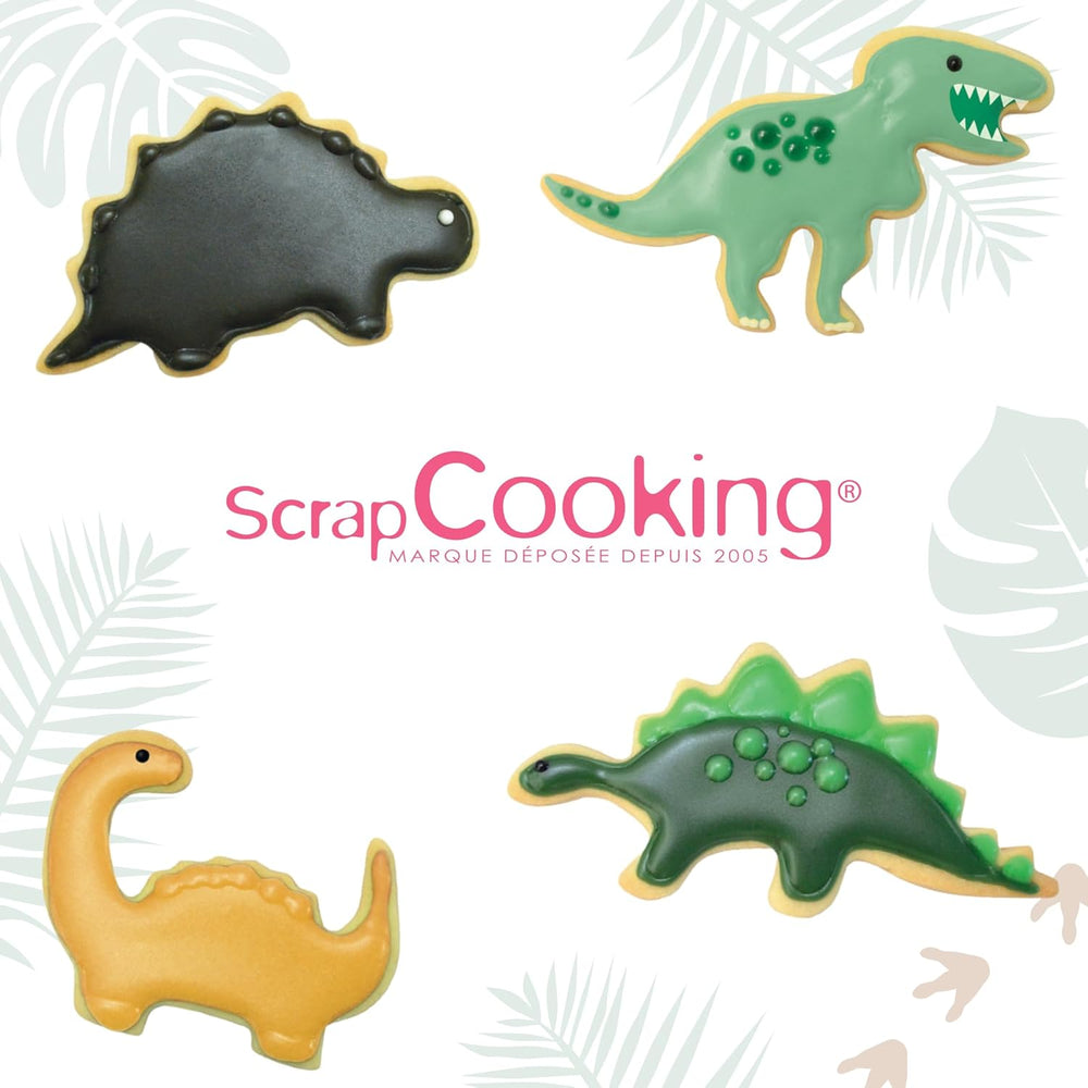 ScrapCooking - 4 emporte-pièces dinosaures - emporte-pièces en métal - mini emporte-pièces dinosaures - décorations d'anniversaire animaux de la jungle accessoires de pâtisserie - 2085