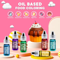 Colorant alimentaire liposoluble chocolat - 10 couleurs colorant alimentaire à base d'huile pour fondant, pâtisserie, gâteaux, biscuits - colorant alimentaire liquide sans saveur pour beurre de cacao, gâteaux, crème au beurre - 6 ml chacun
