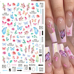 JMEOWIO Nagelsticker Schmetterling 8 Blätter Nagelaufkleber Selbstklebend Blau Schwarz Gold Schmetterling Nail Art Dekoration Nagel Design Zubehör
